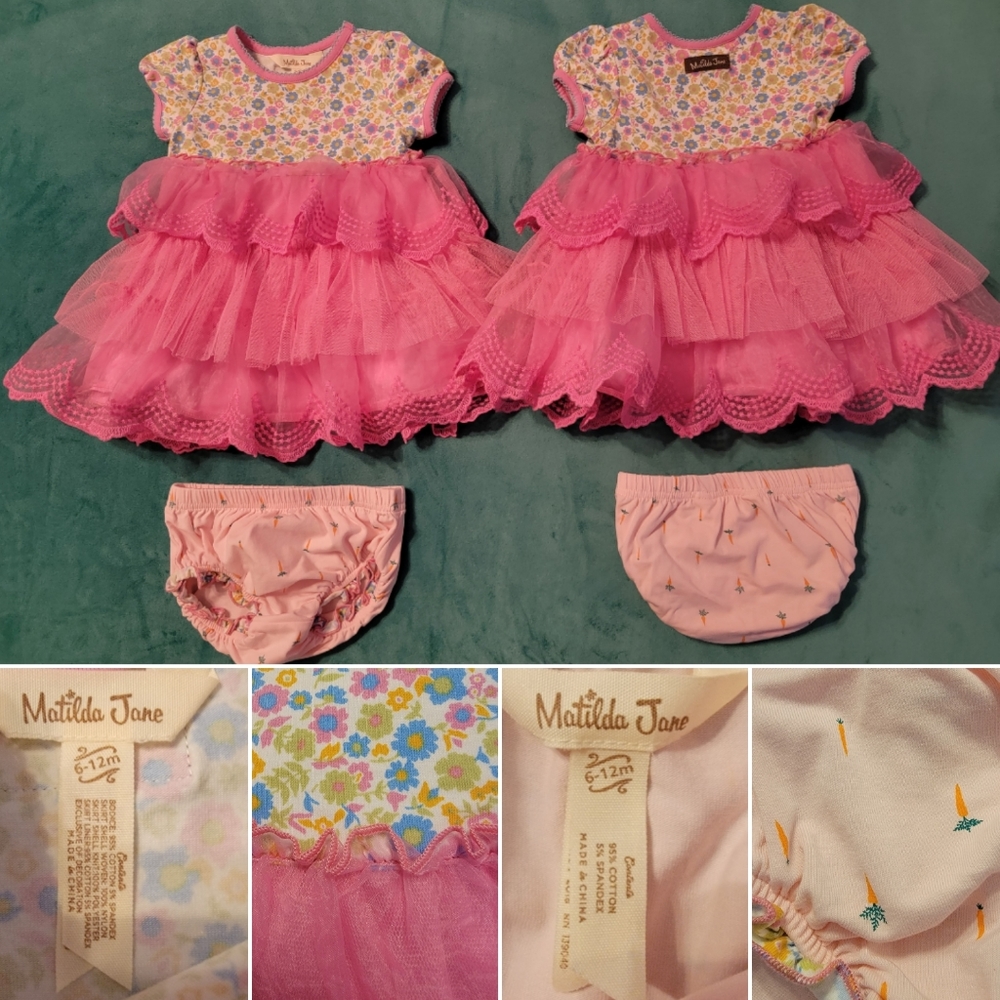 2 Matilda Jane Pink Ruffle dresses (sold as a set)